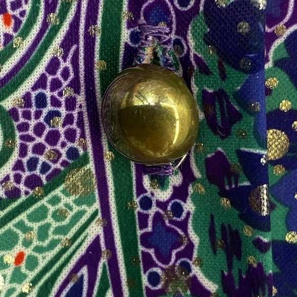 Silver Threads Womens Large Vintage Button Up Shirt Purple Red Silver Paisley LS - Picture 9 of 9